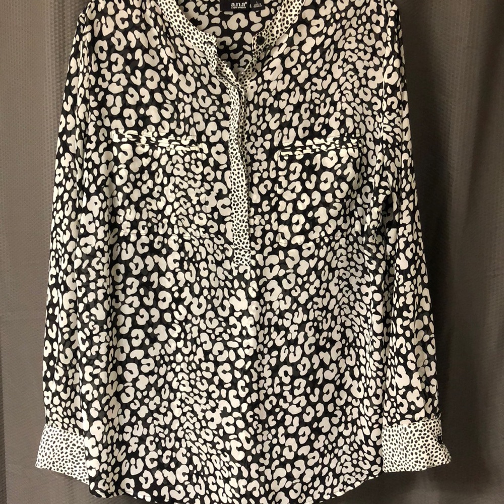 Women’s Black & White Animal Print Sheer Blouse